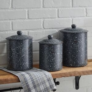 Set of 3 Park Designs Granite Enamelware Canisters